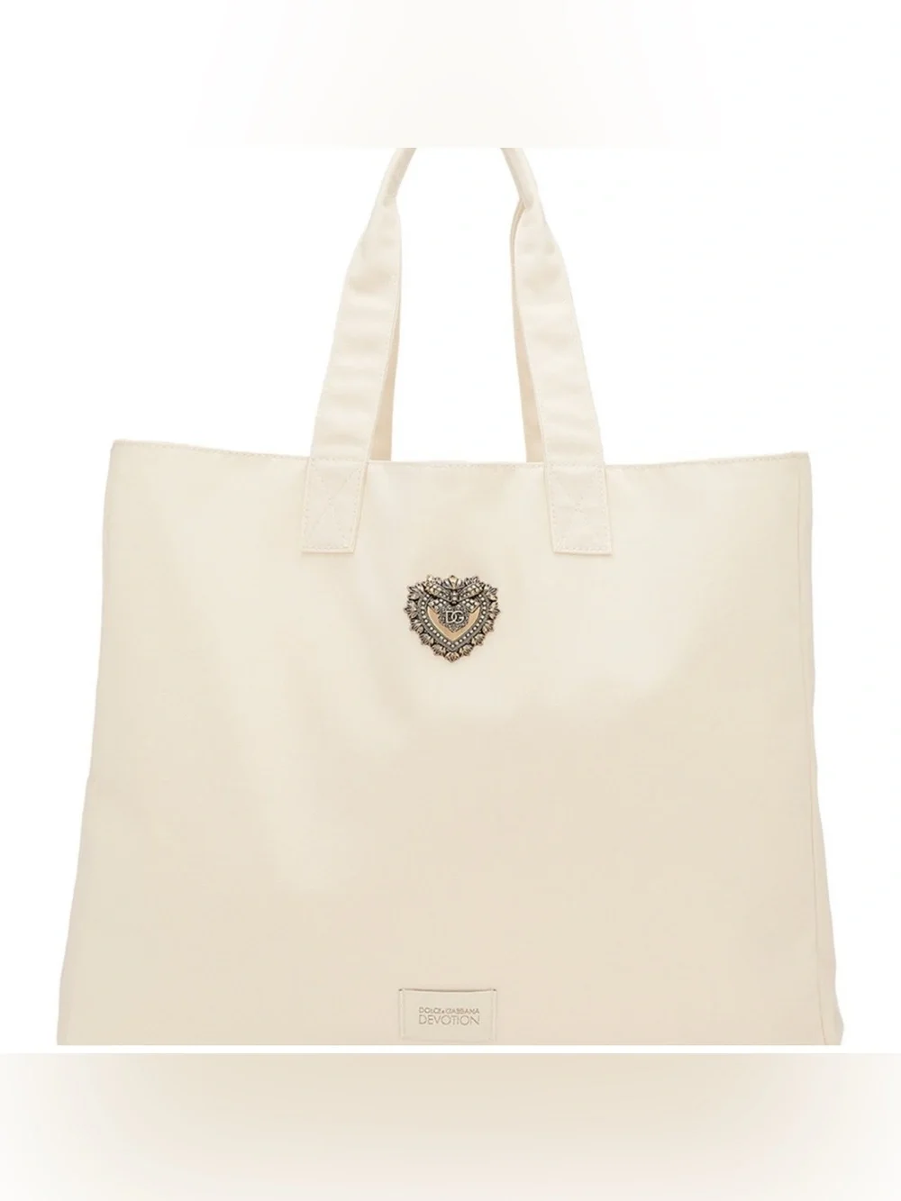 Dolce & Gabbana Cream Tote with Devotion Heart Emblem